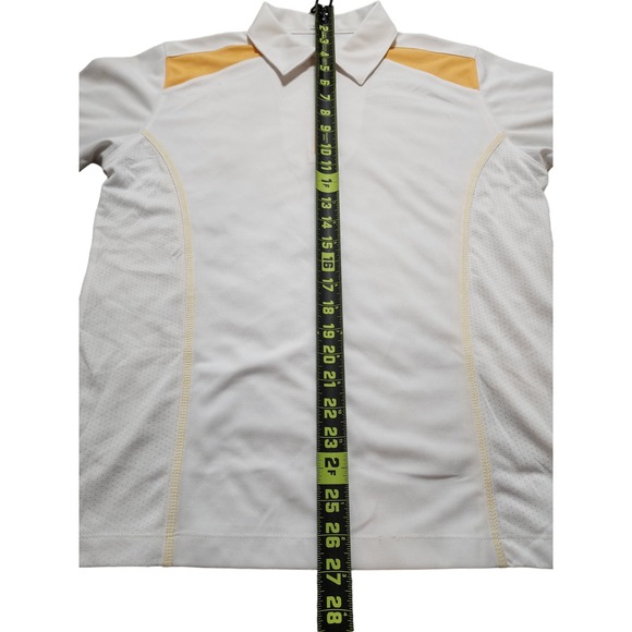Page & Tuttle CoolSwing Golf Polo Solid White Yellow Shoulder Accent Women's L - Picture 3 of 7